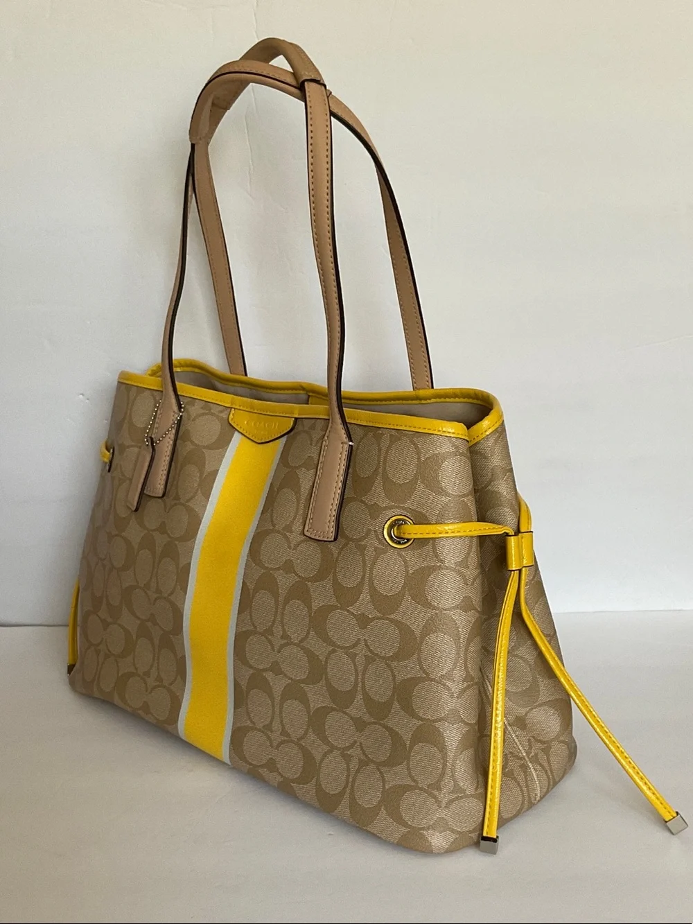 Coach Yellow and Tan Signature Tote